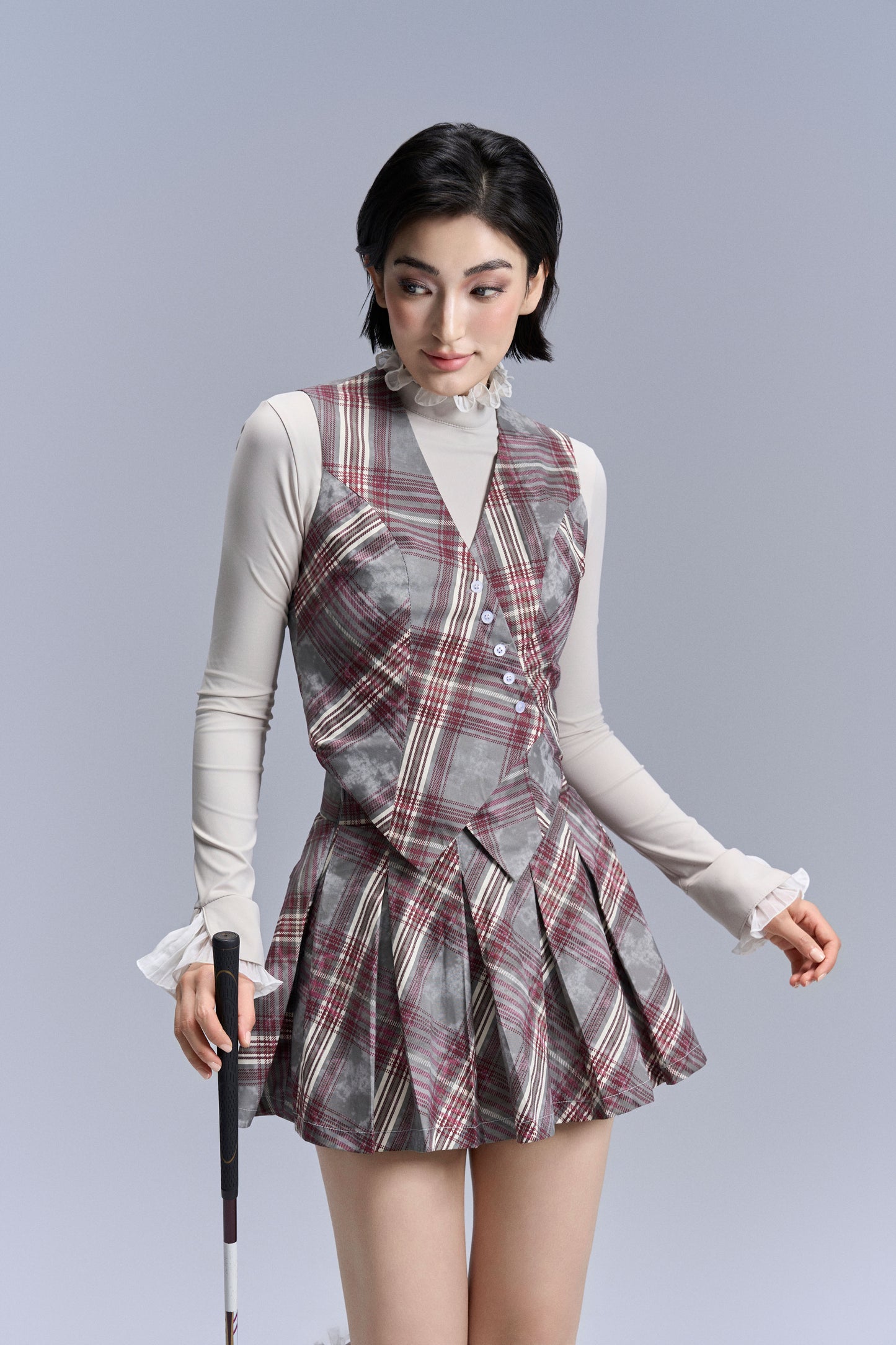 Aero Stripe Vest_Gray, Burgundy