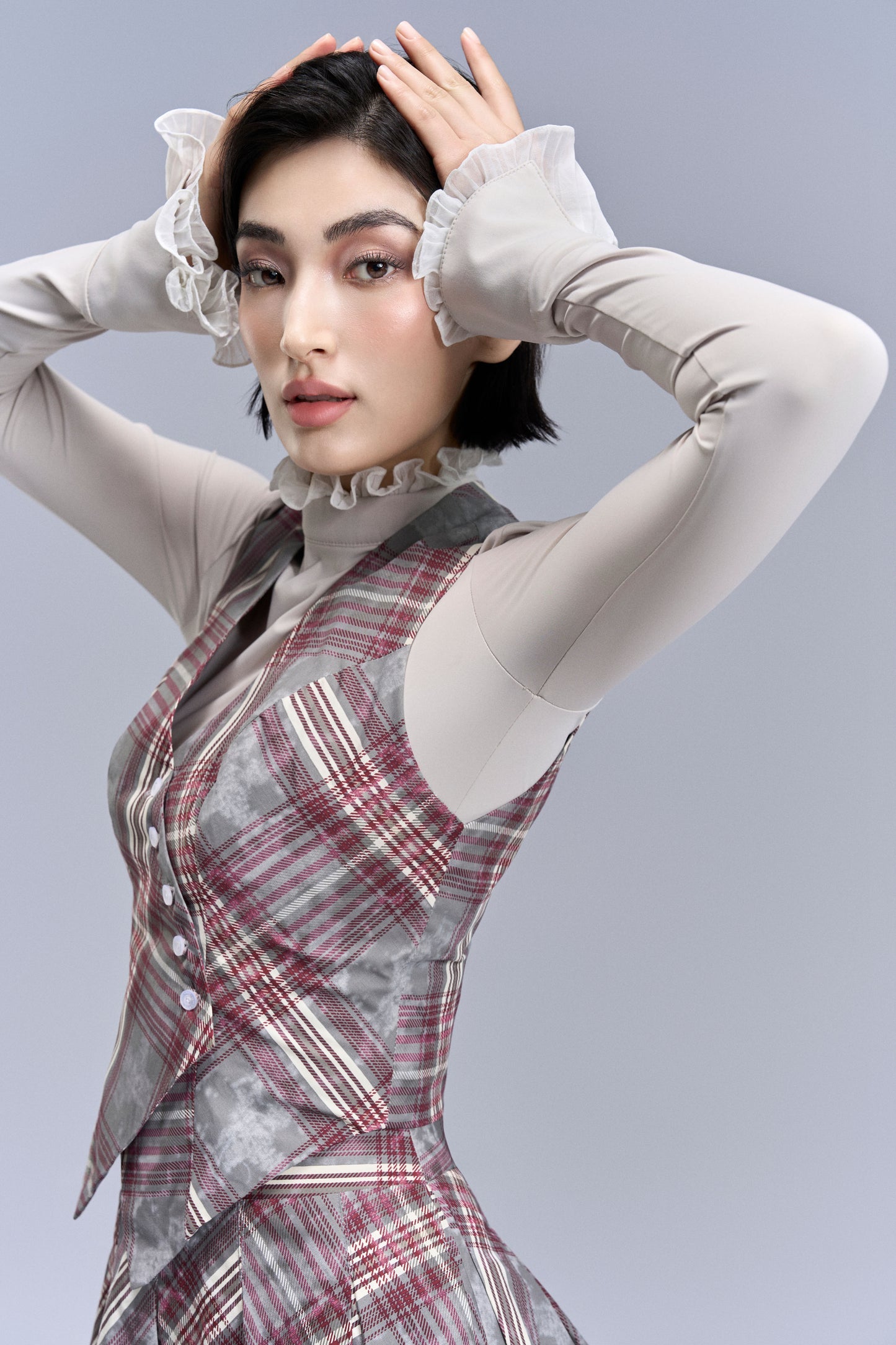 Aero Stripe Vest_Gray, Burgundy