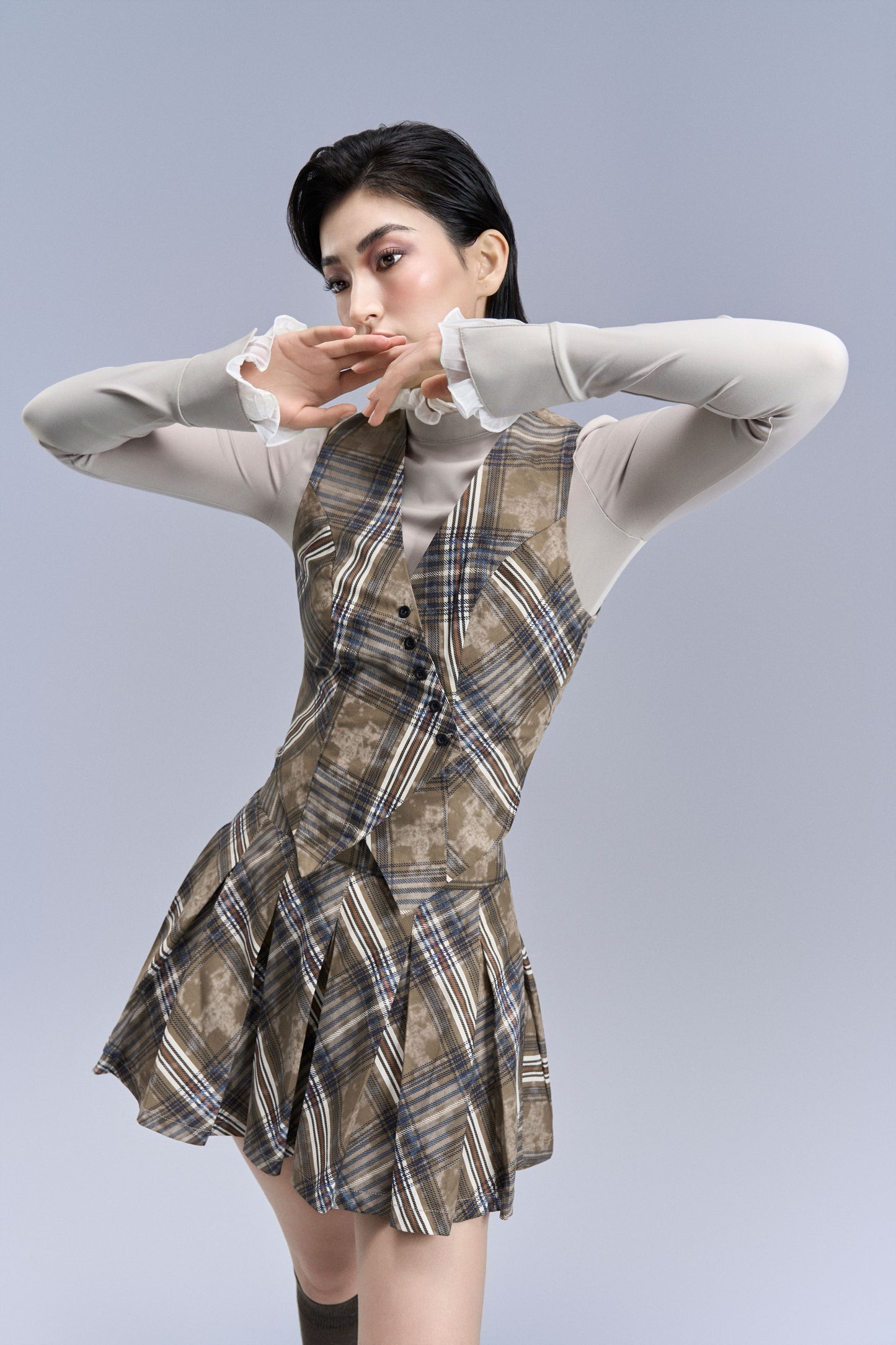 Aero Stripe Vest_Brown, Beige