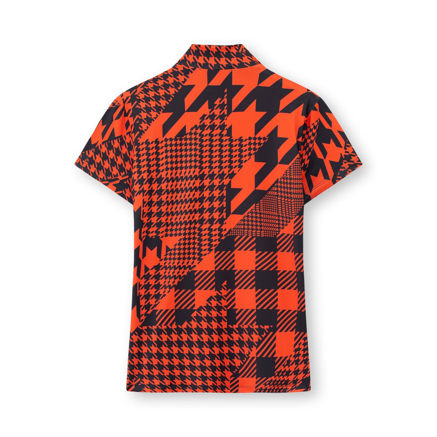 Women Houndstooth Orange Polo
