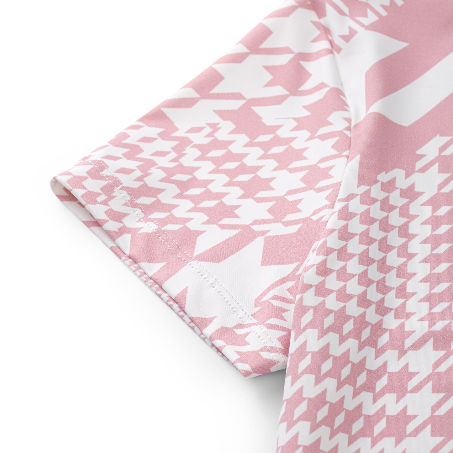 Women Houndstooth Pink polo