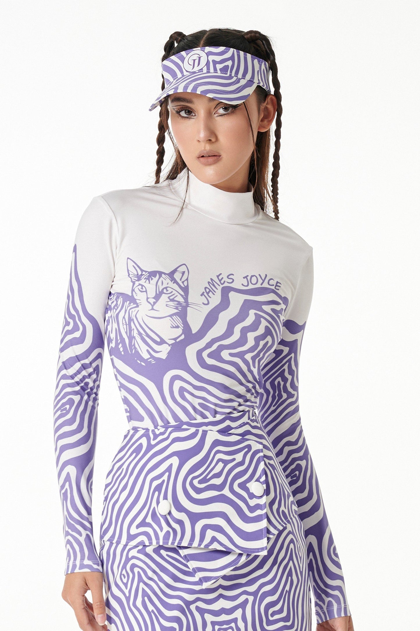 女士紫色猫衬衫