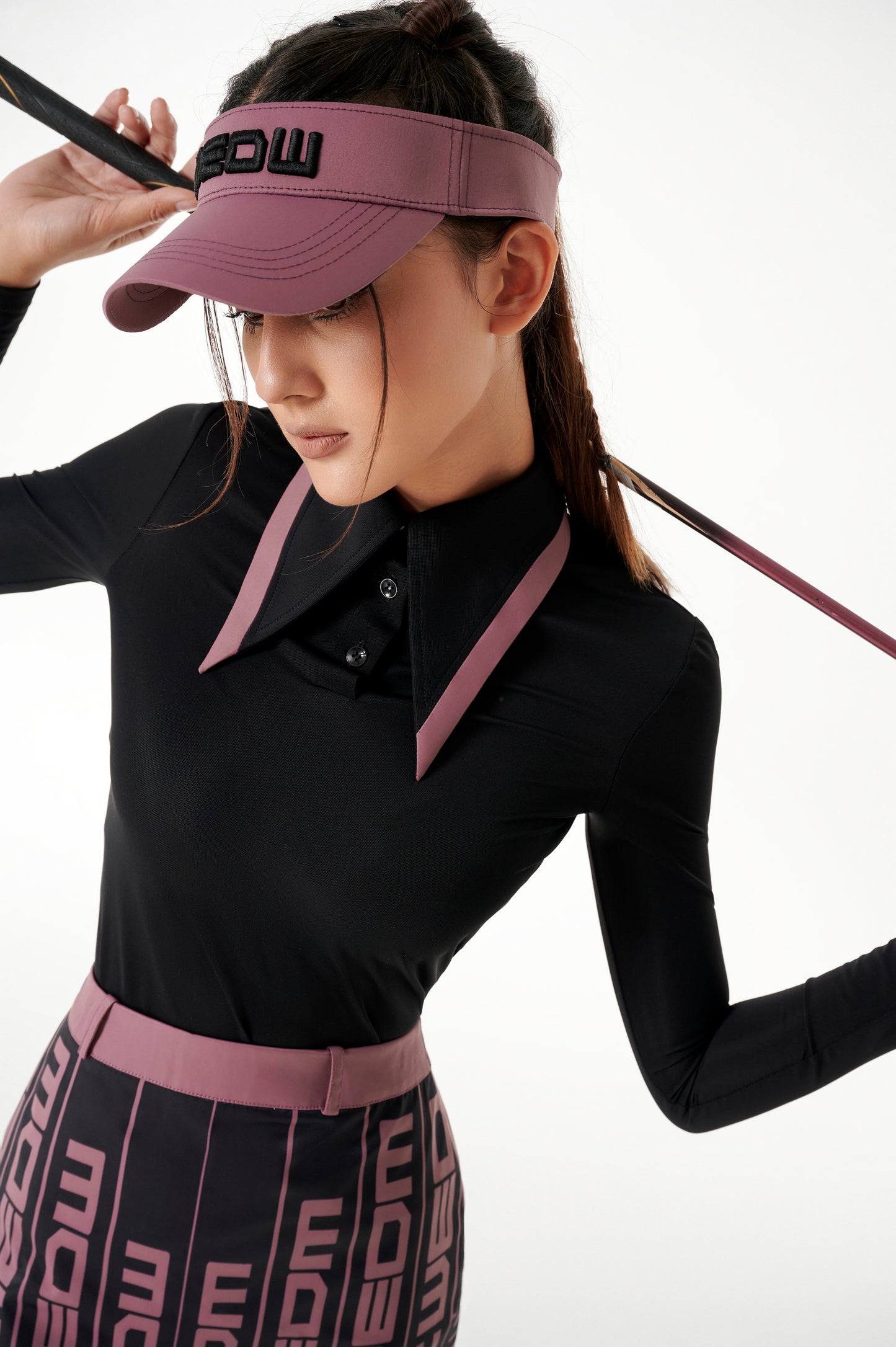 女士 MEOW 粉色 Polo 衫