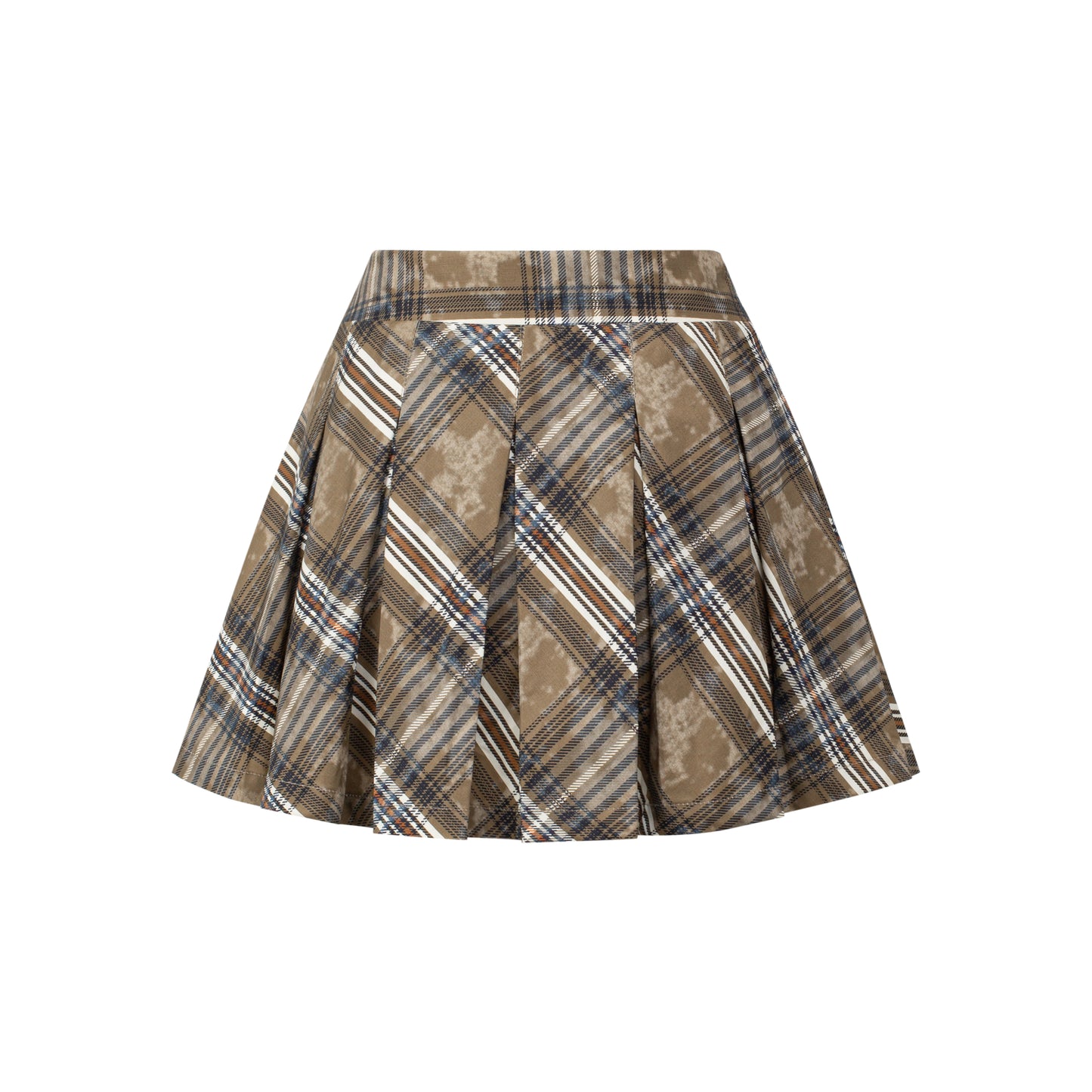 Aero Stripe Pleated Skirt_Brown