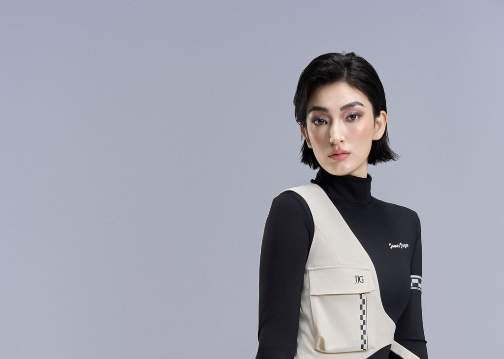 Gridline turtleneck shirt_Black