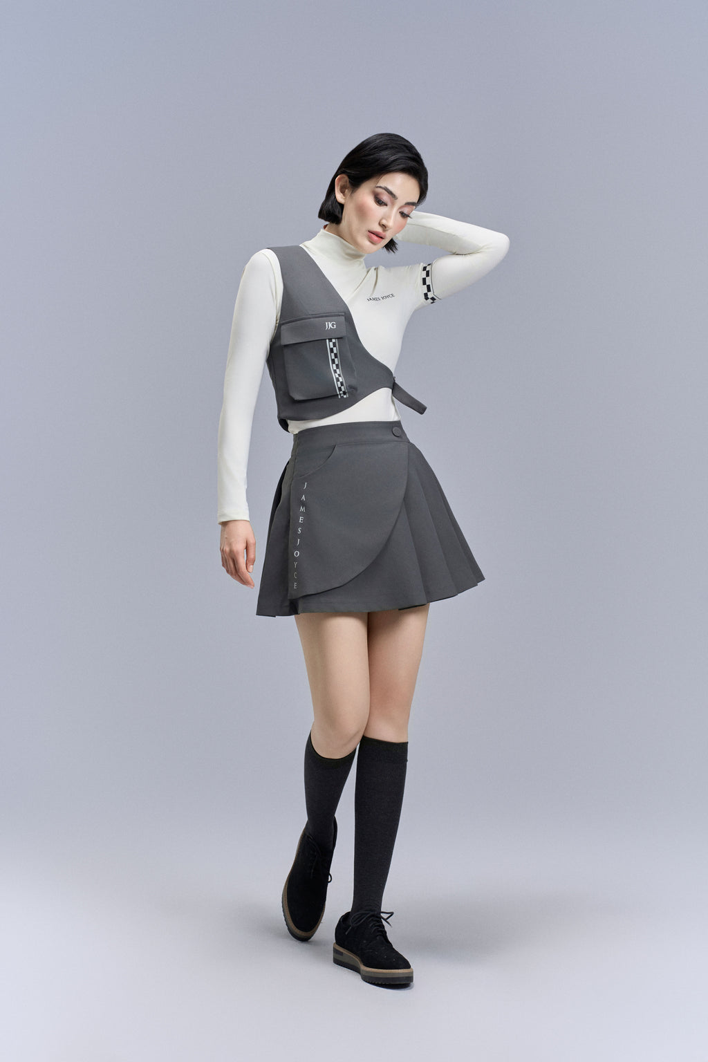 One-shoulder top_Gray