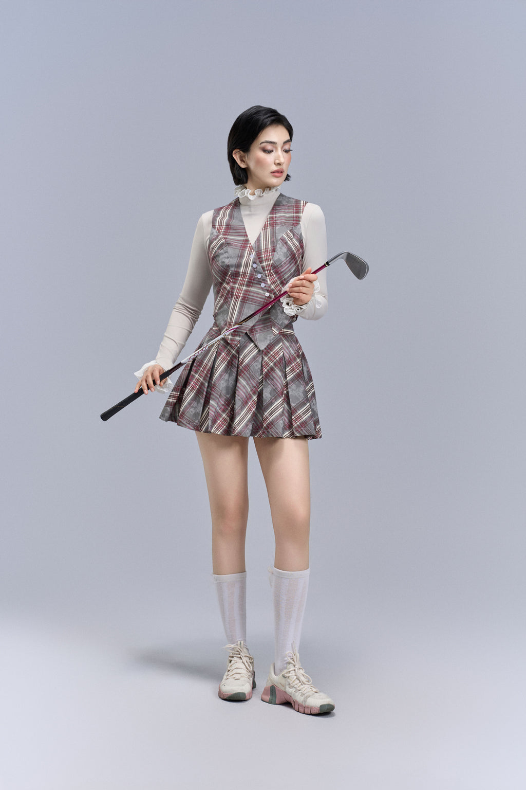 Aero Stripe Vest_Gray, Burgundy