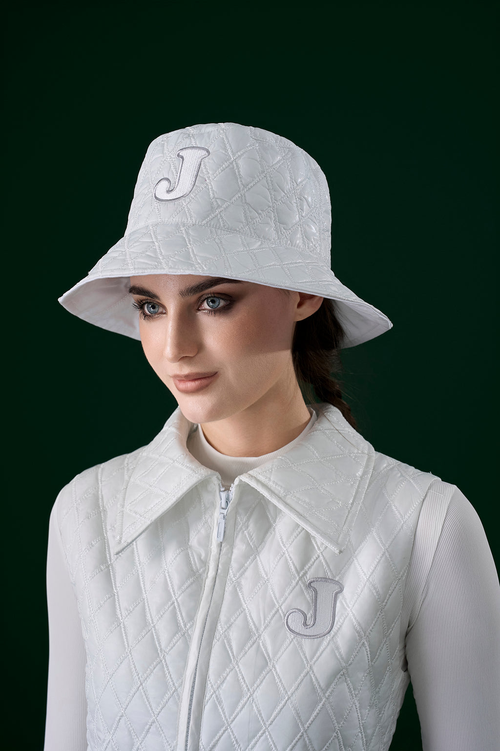 Women Quilting White Hat