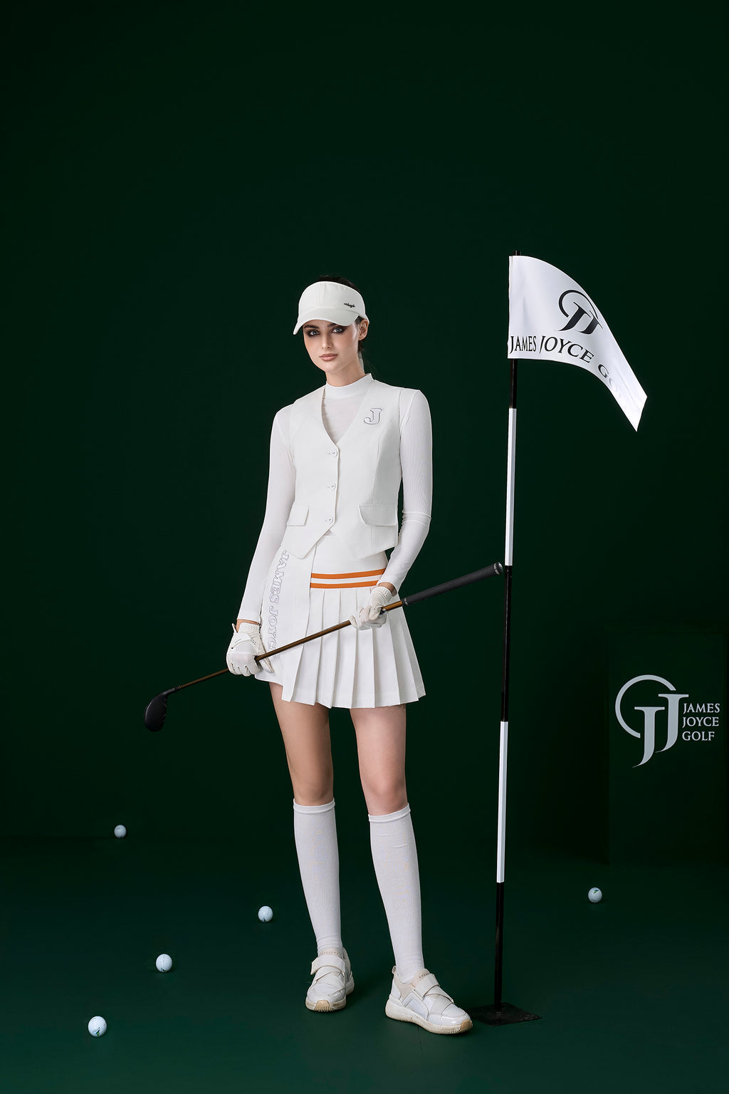 J White Pleated Skirt