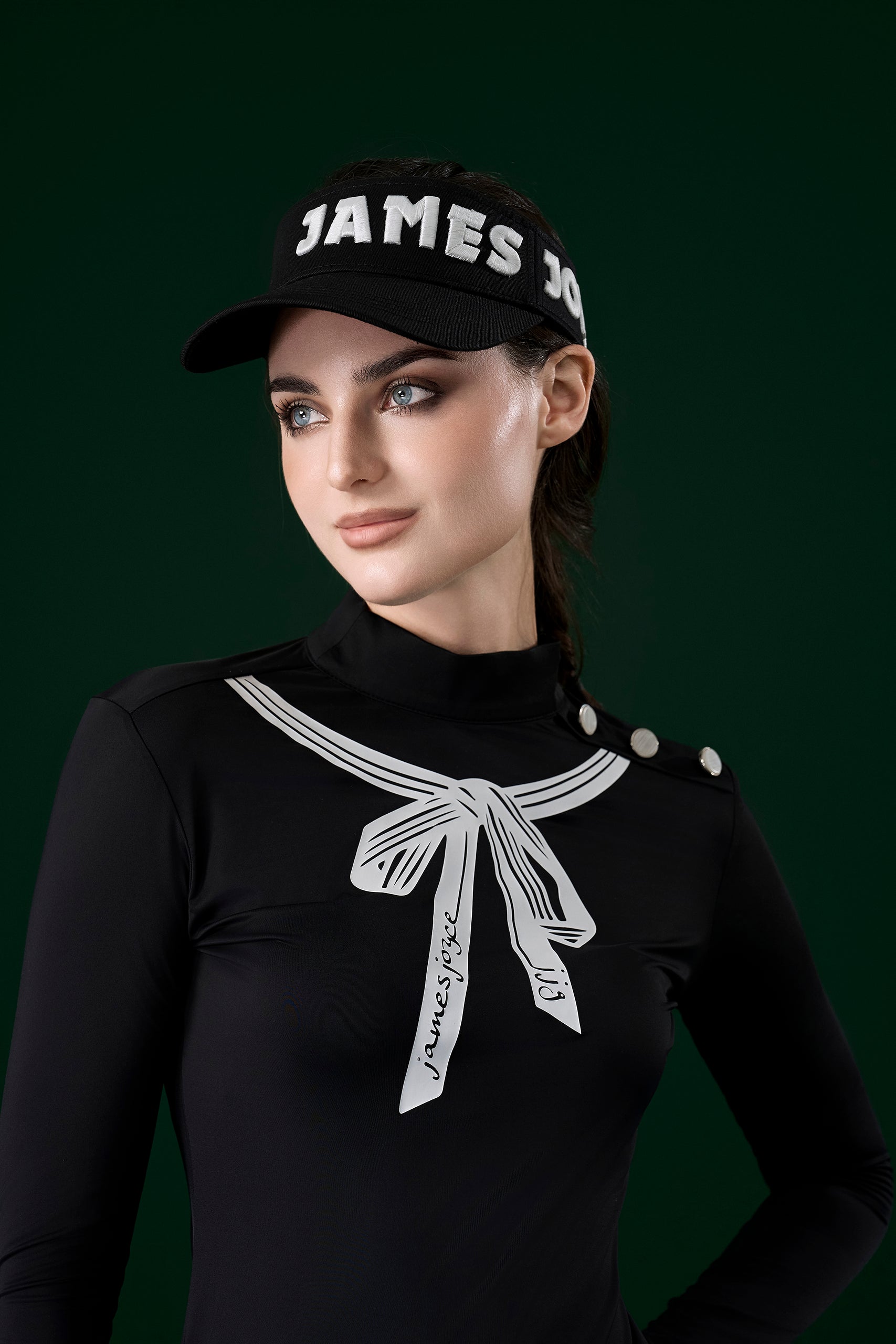 Black half Hat embroidered with James Joyces