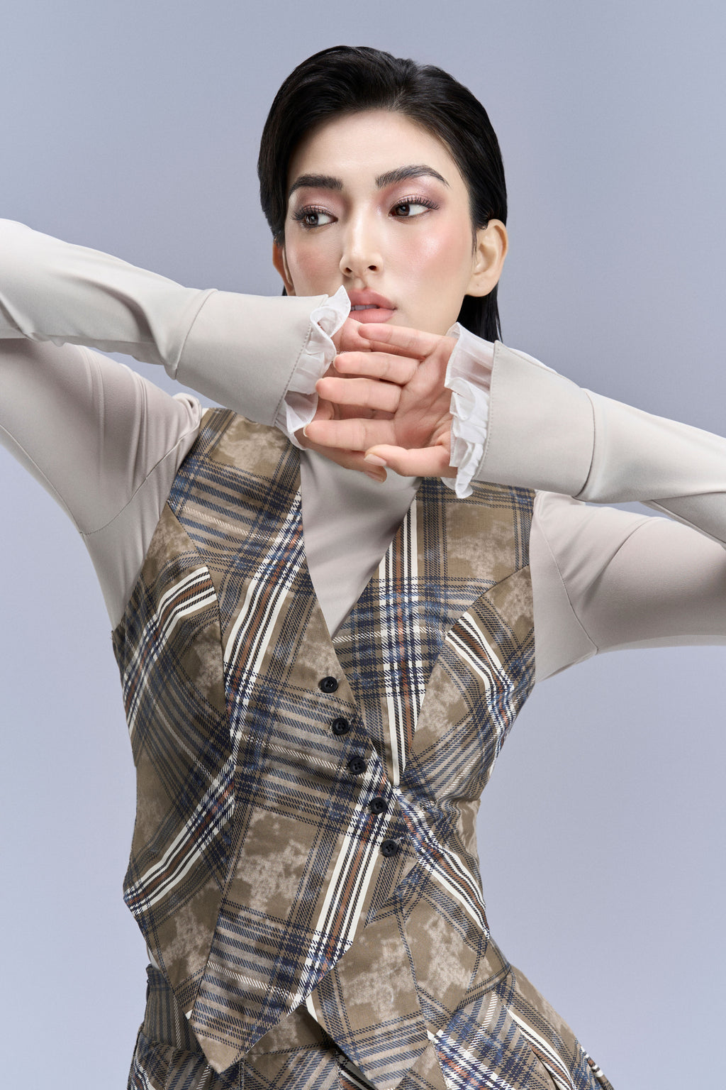 Aero Stripe Vest_Brown, Beige