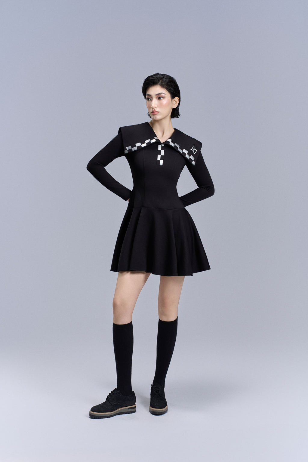Sailor Check Dress_Black