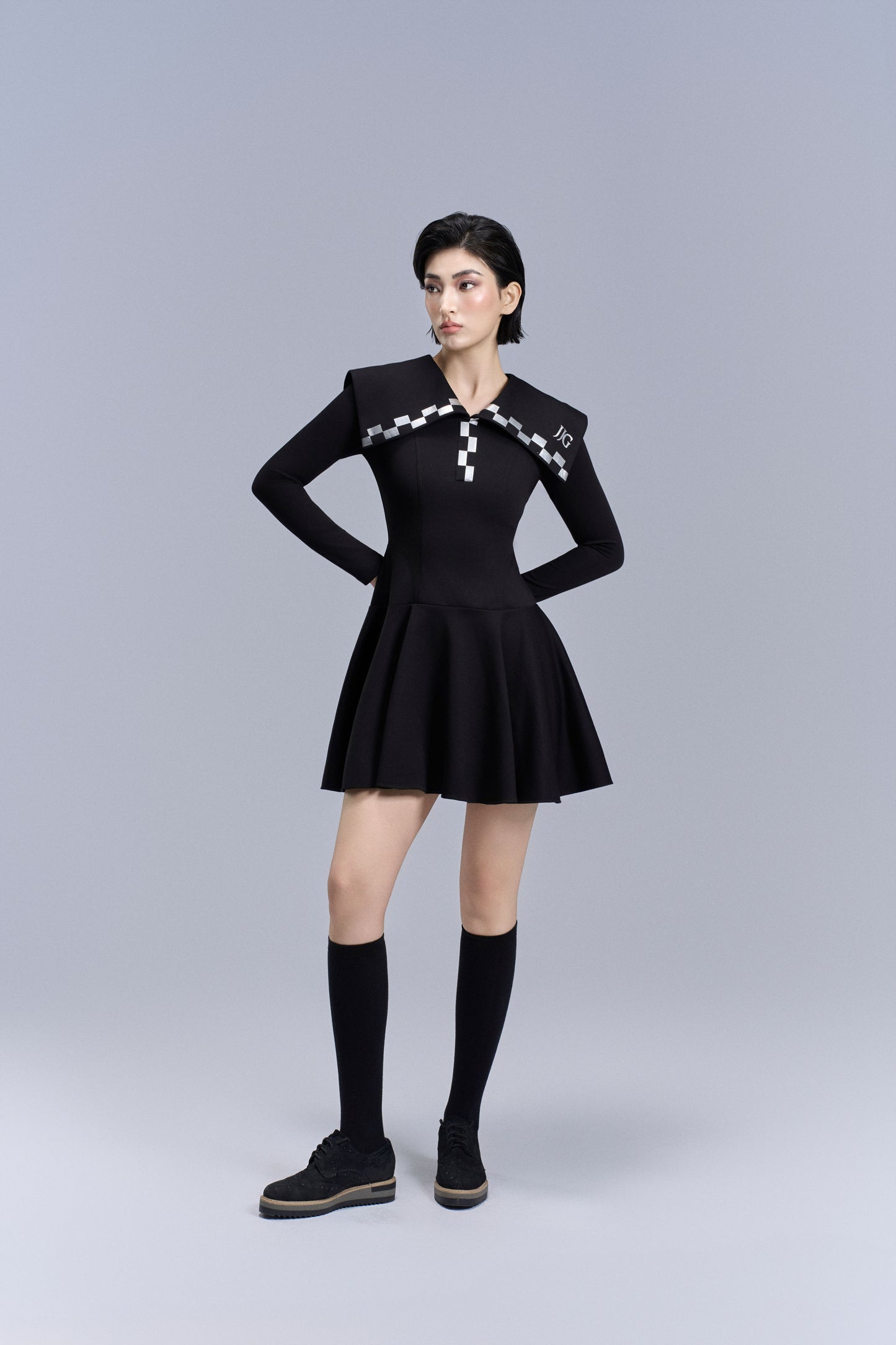 Sailor Check Dress_Black