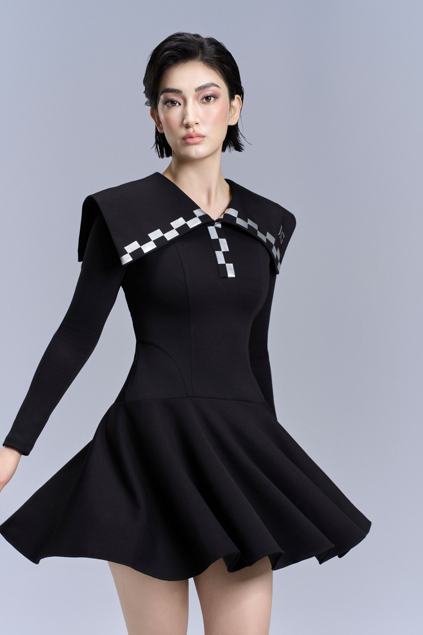 Sailor Check Dress_Black