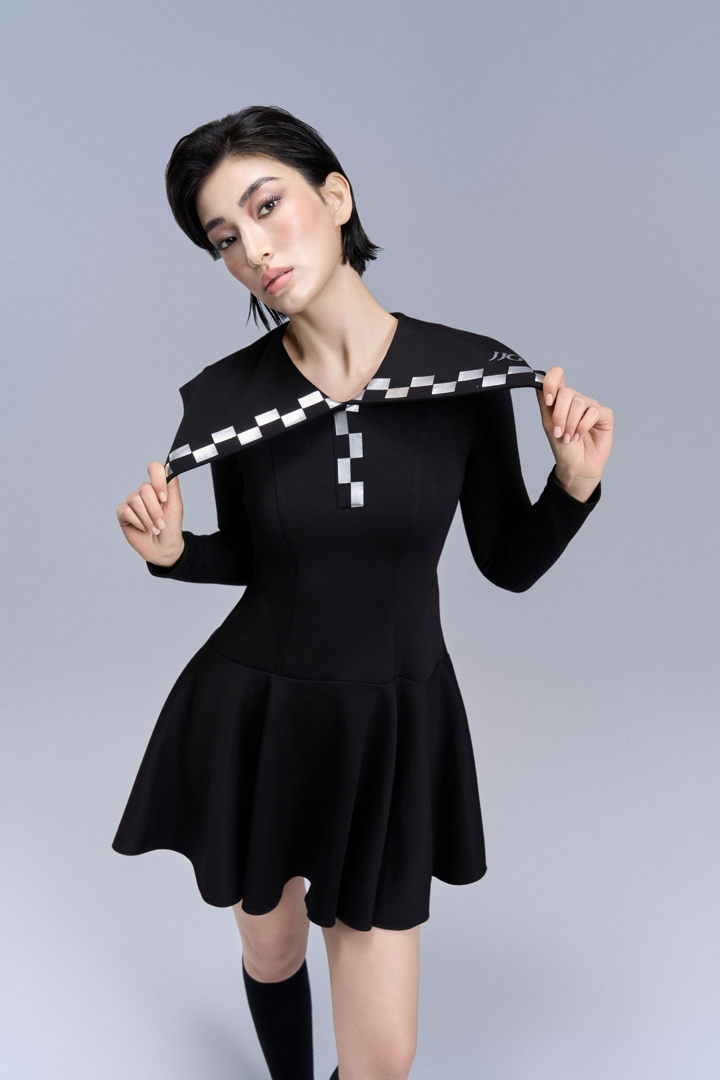 Sailor Check Dress_Black