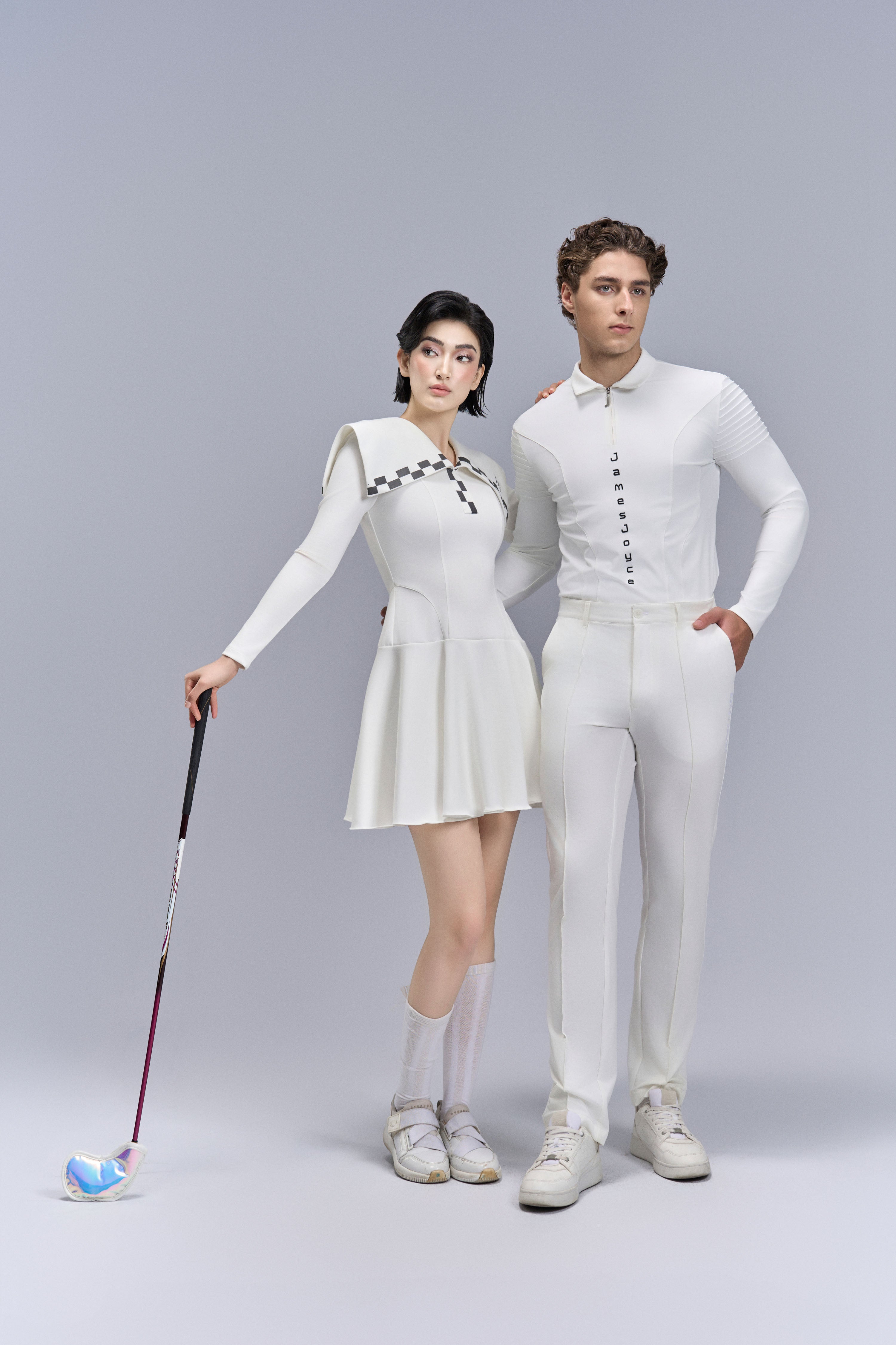 Sailor Check Dress_White