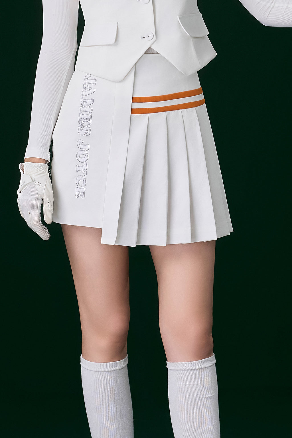 J White Pleated Skirt