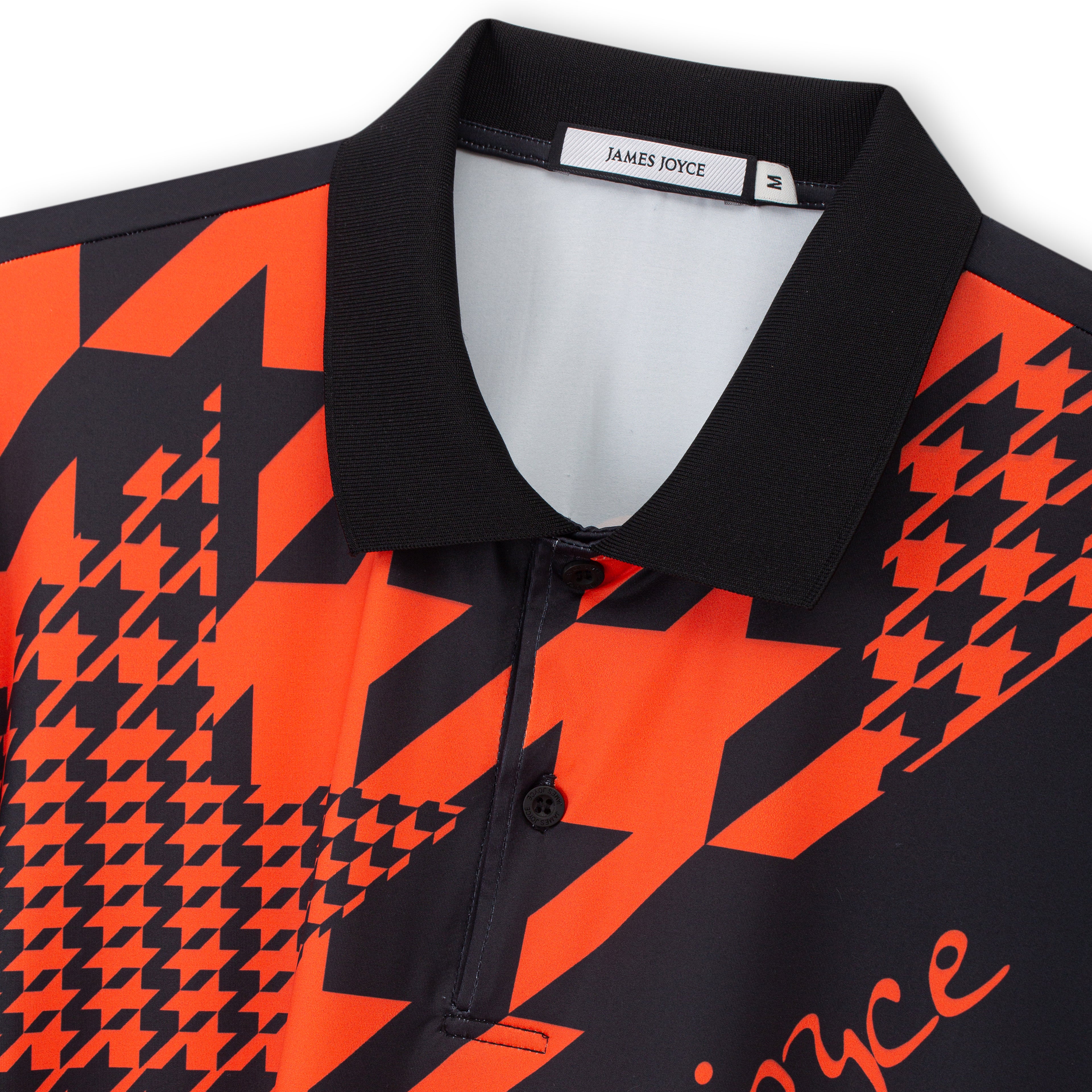 Men Houndstooth Orange polo