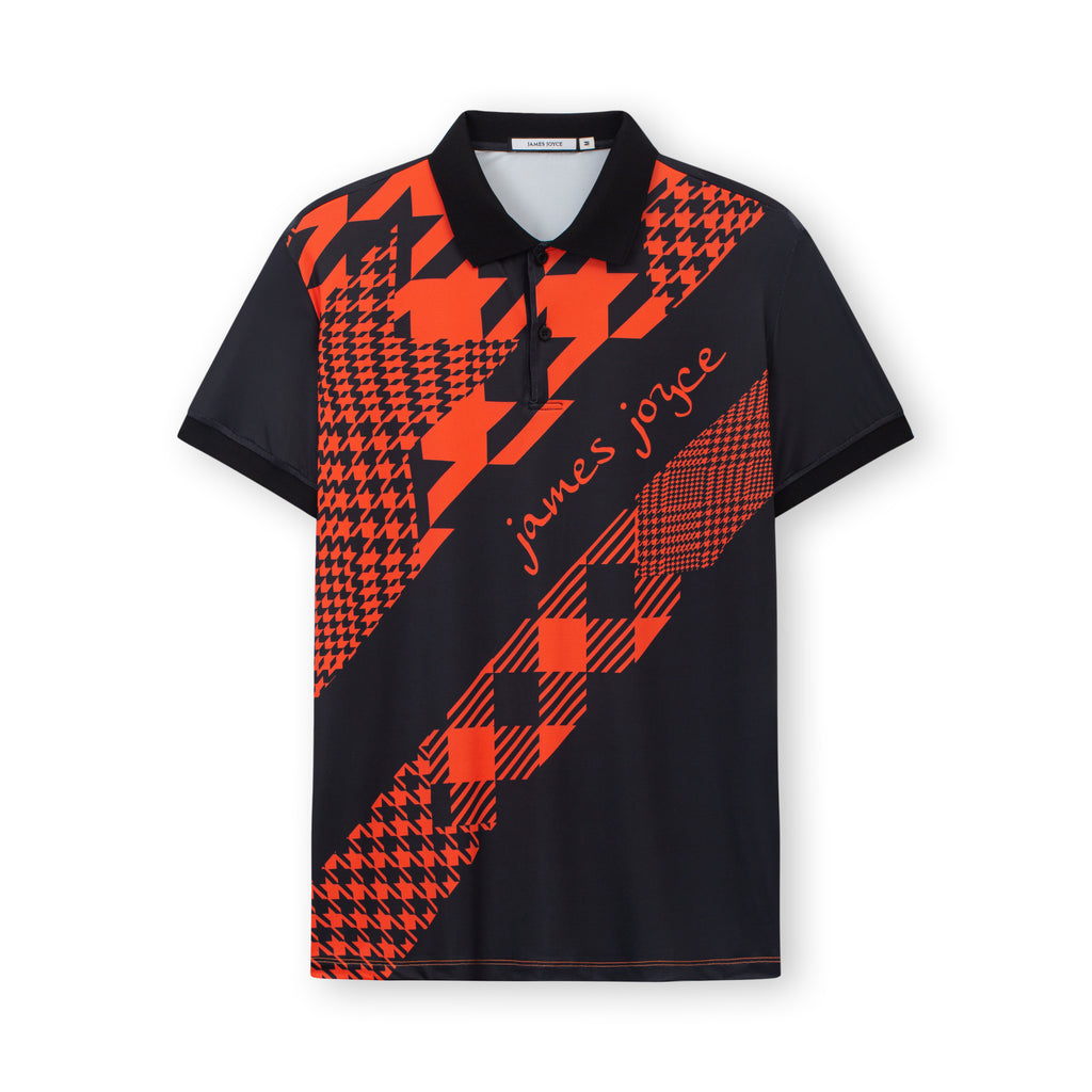 Men Houndstooth Orange polo