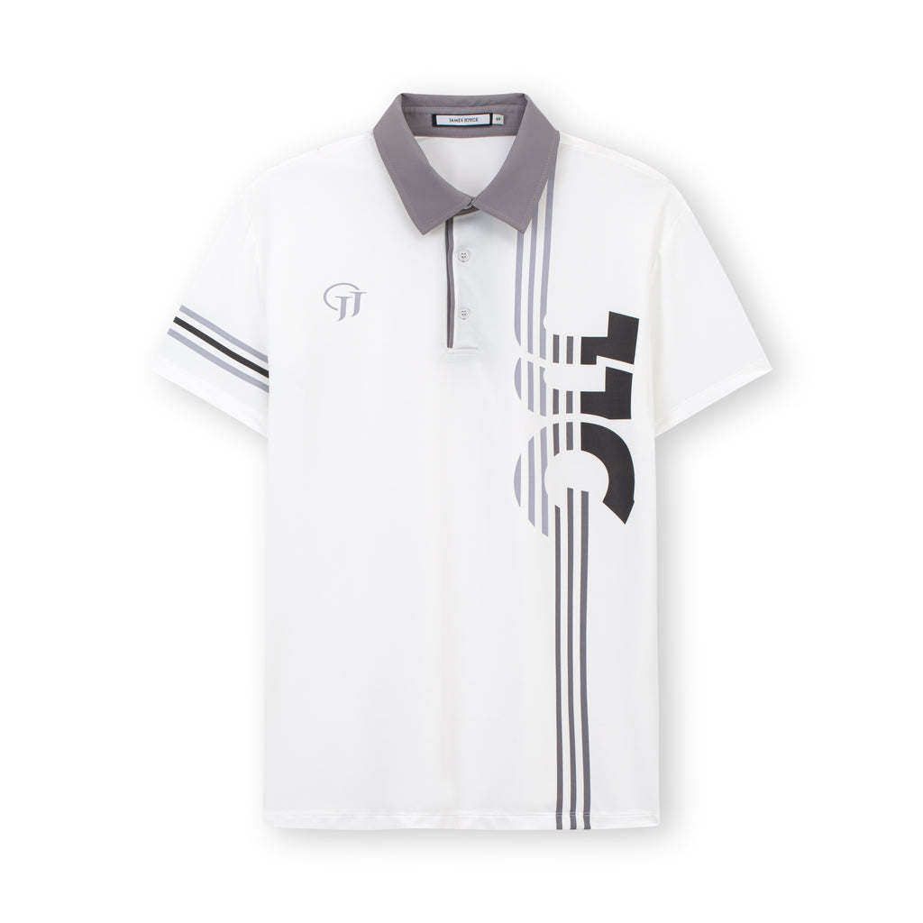 Men Striped Grey Polo