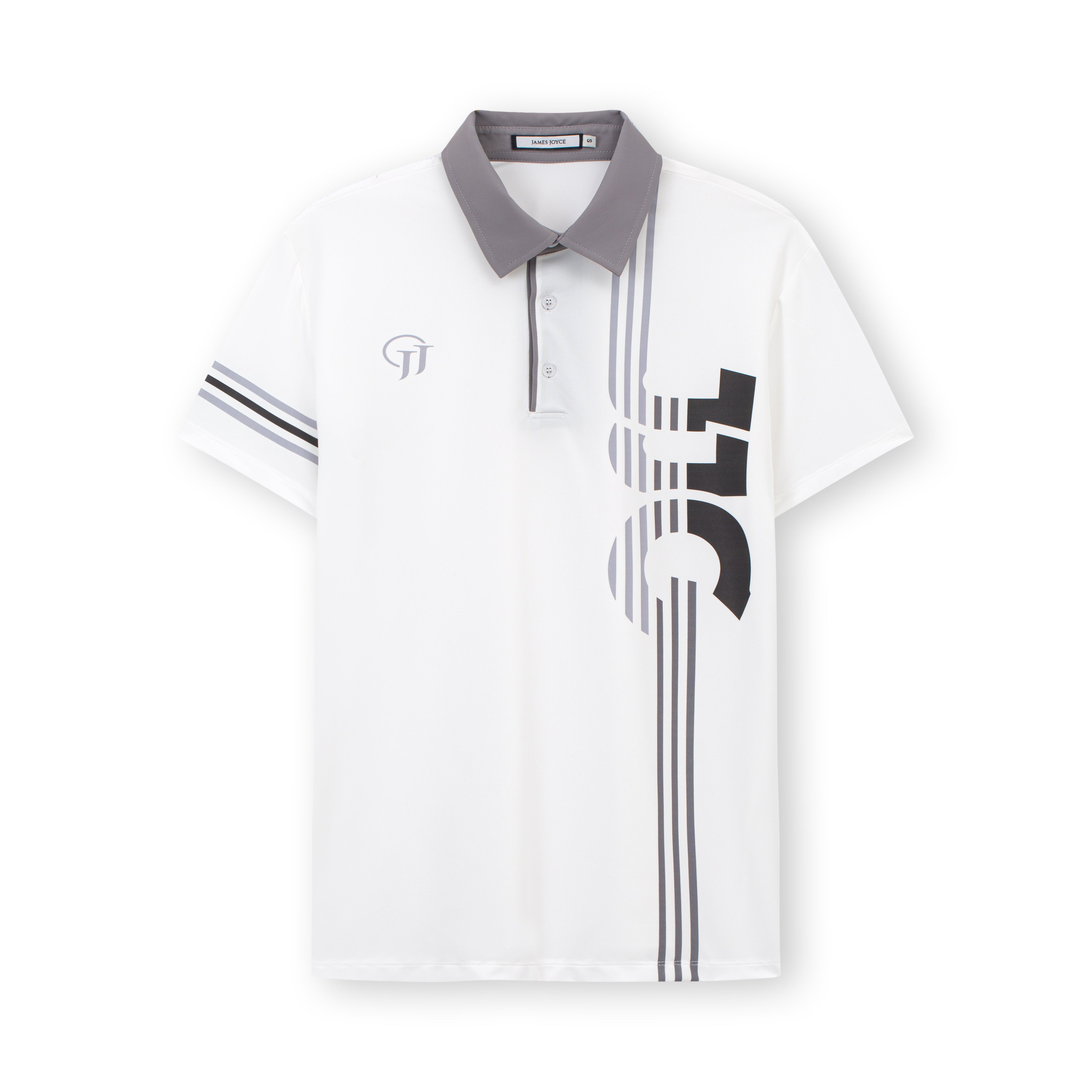 Men Striped Grey Polo