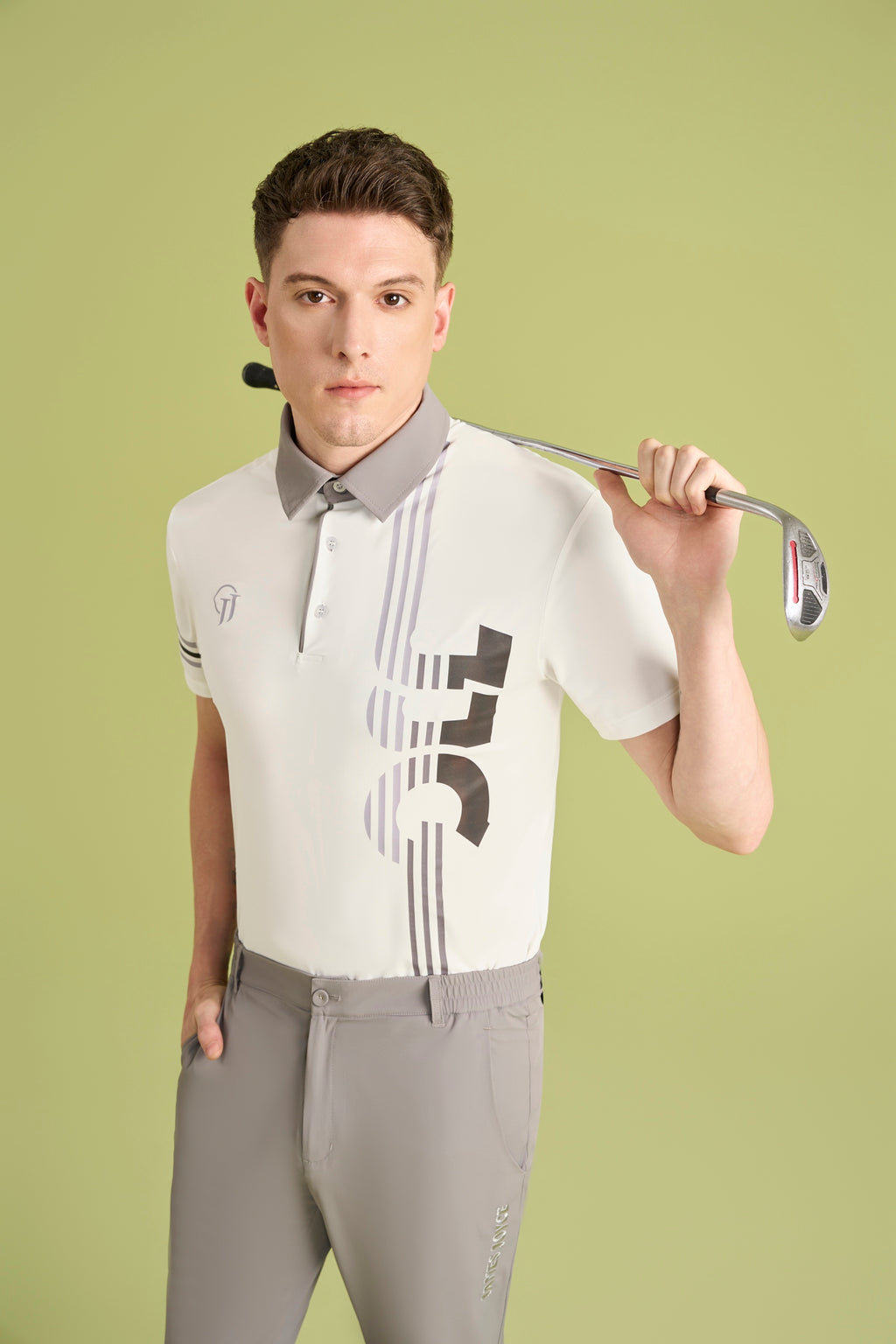 Men Striped Grey Polo