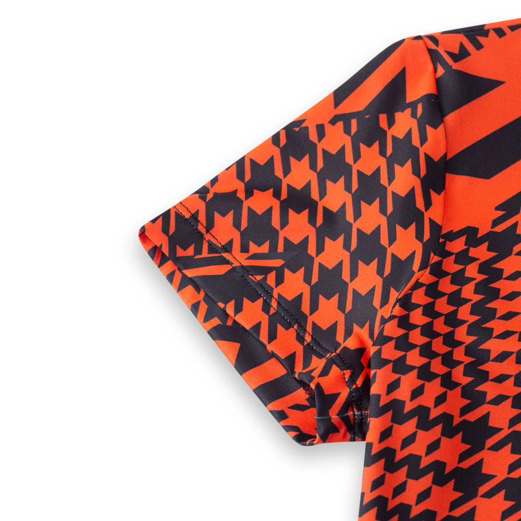 Women Houndstooth Orange Polo