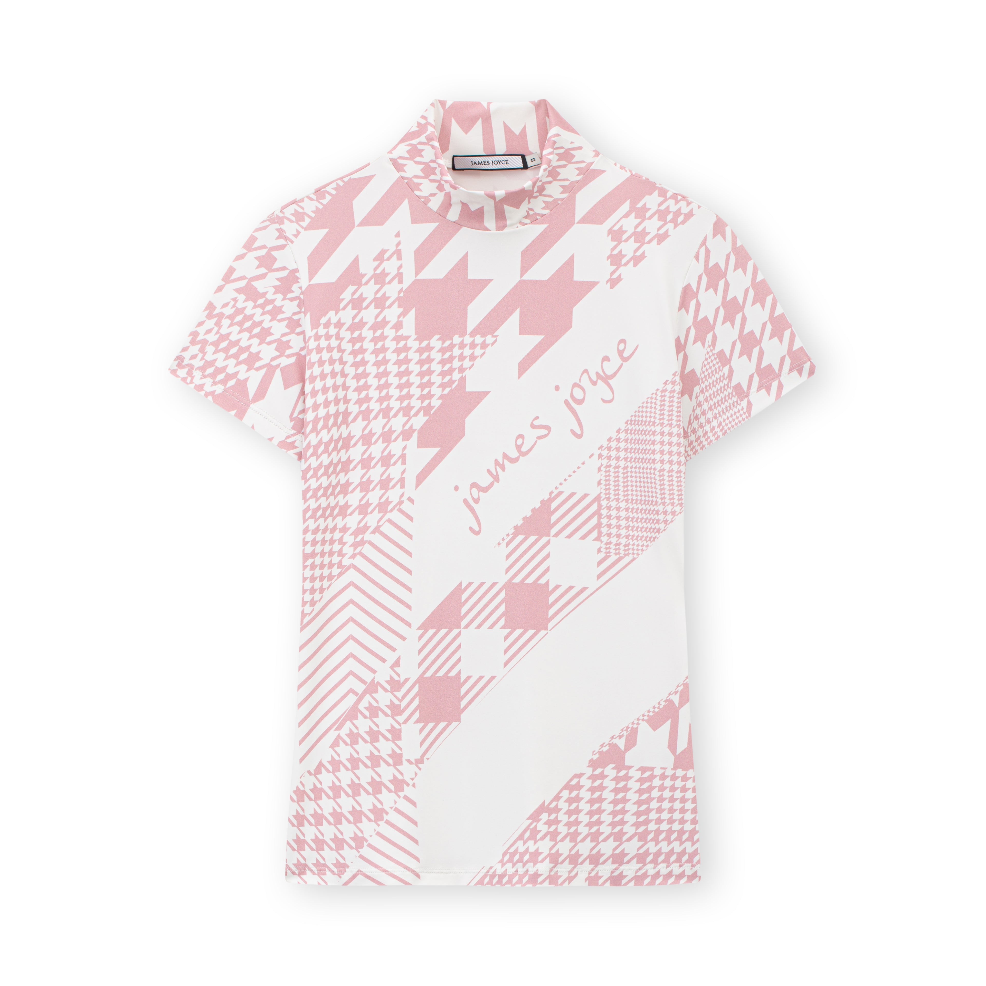 Women Houndstooth Pink polo