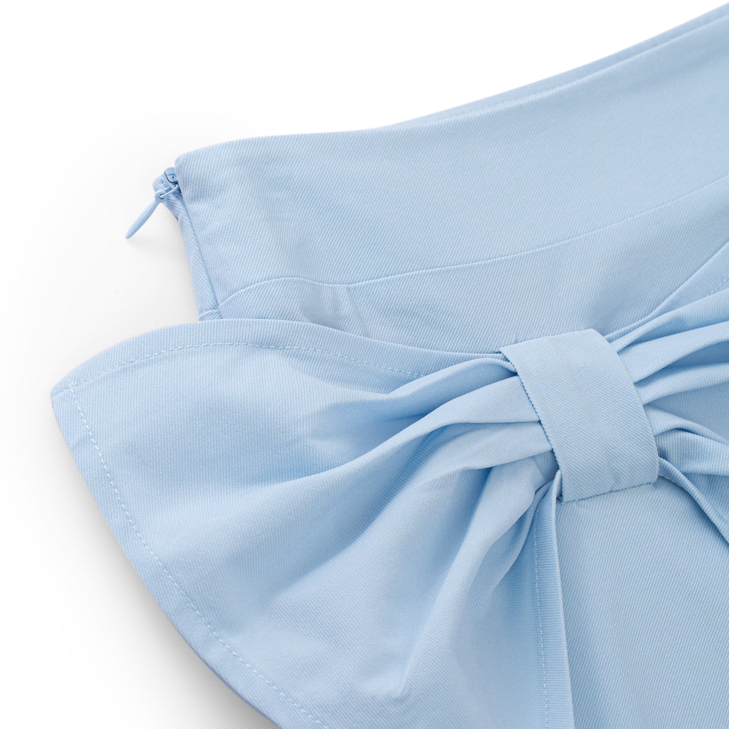 Women Sky Blue Bow Skirt