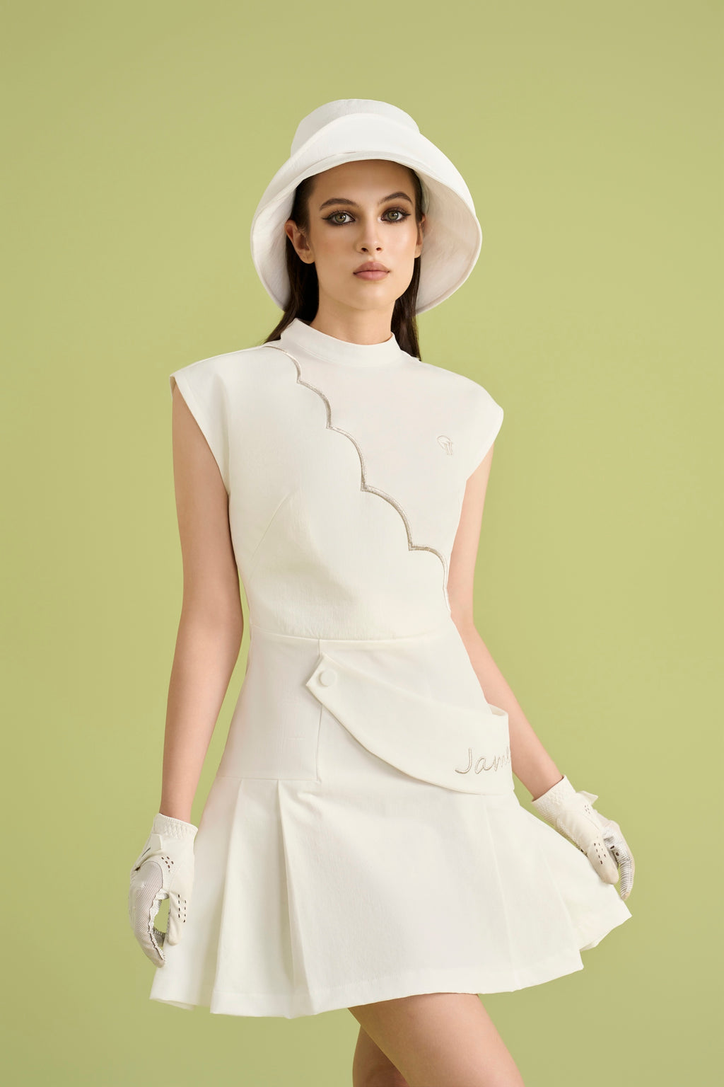 Women Scallop White Dress