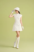 [Set Special]Women Scallop White Dress & Hat