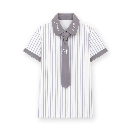 Women Striped Grey Polo