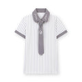 Women Striped Grey Polo
