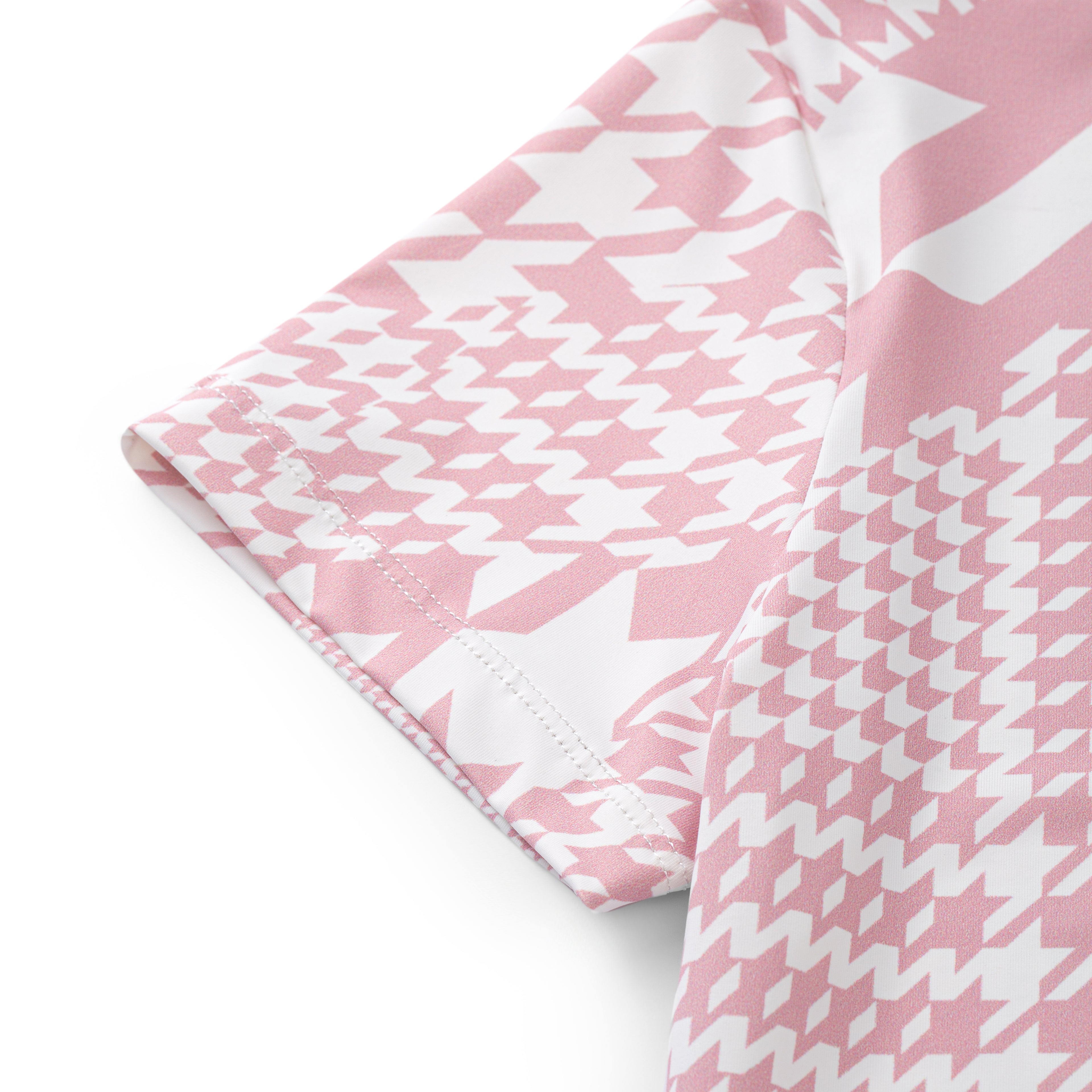 [Set Special]Women Houndstooth Pink Polo & Women Scallop White Skirt & Hat