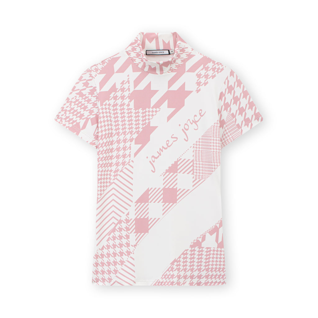 [Set Special]Women Houndstooth Pink Polo & Women Scallop White Skirt & Hat