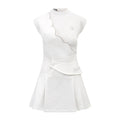 Women Scallop White Dress