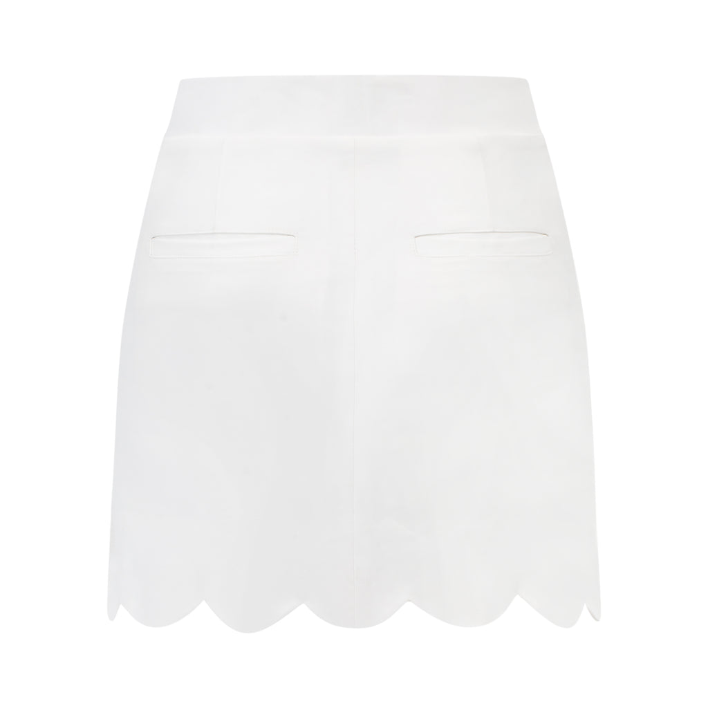 [Set Special]Women Houndstooth Pink Polo & Women Scallop White Skirt & Hat