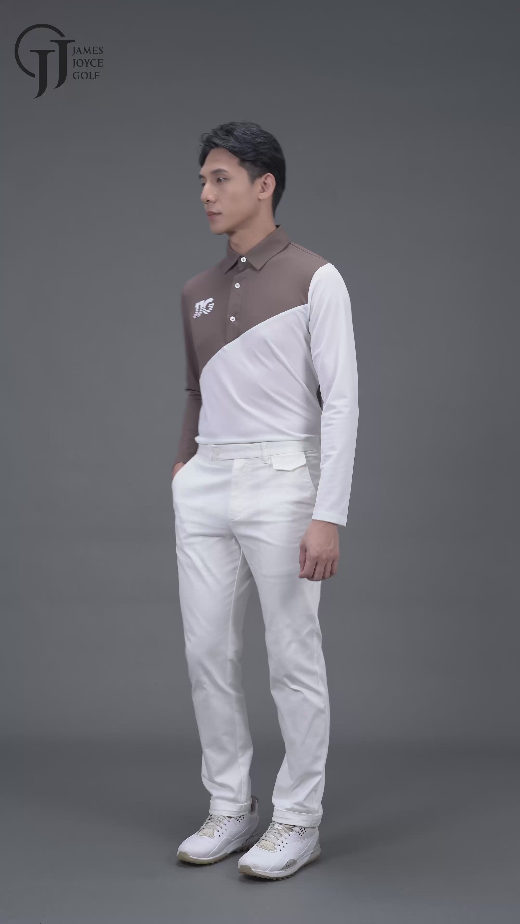 男士棕色 &amp; 白色衬衫