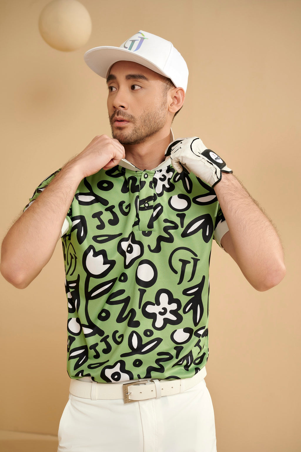 MEN GREEN FLOWER POLO