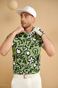 MEN GREEN FLOWER POLO