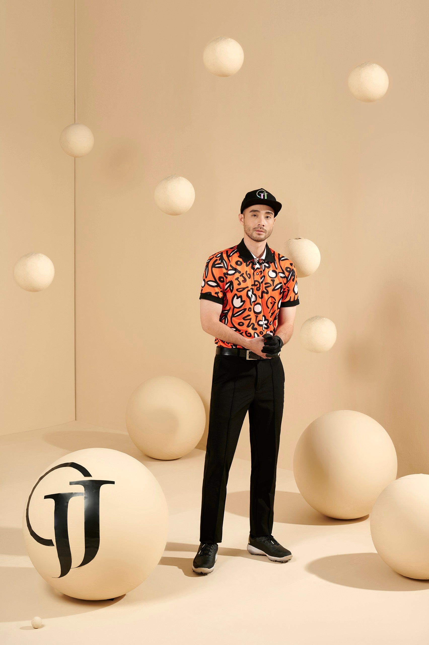 MEN ORANGE FLOWER POLO