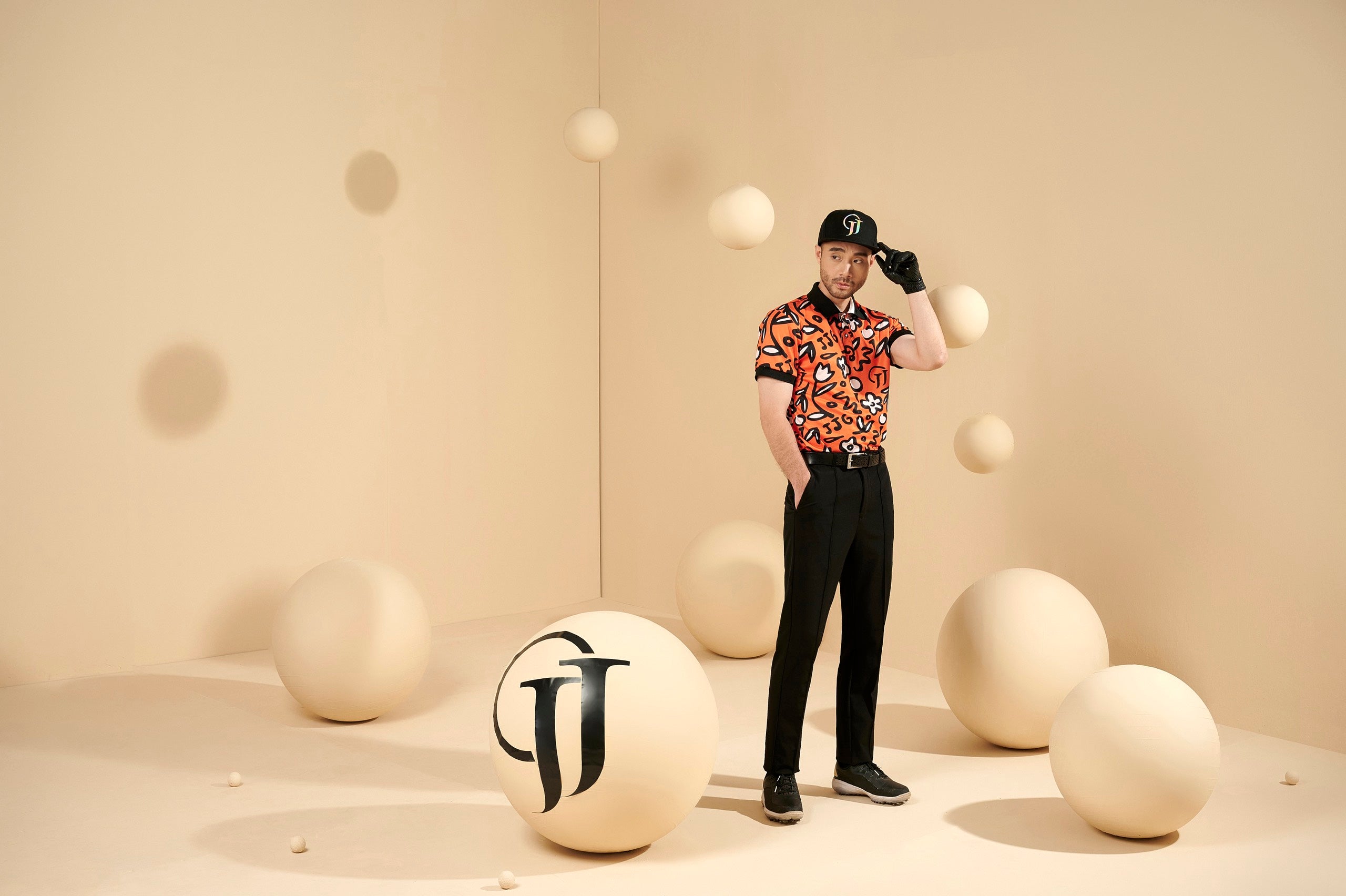 MEN ORANGE FLOWER POLO