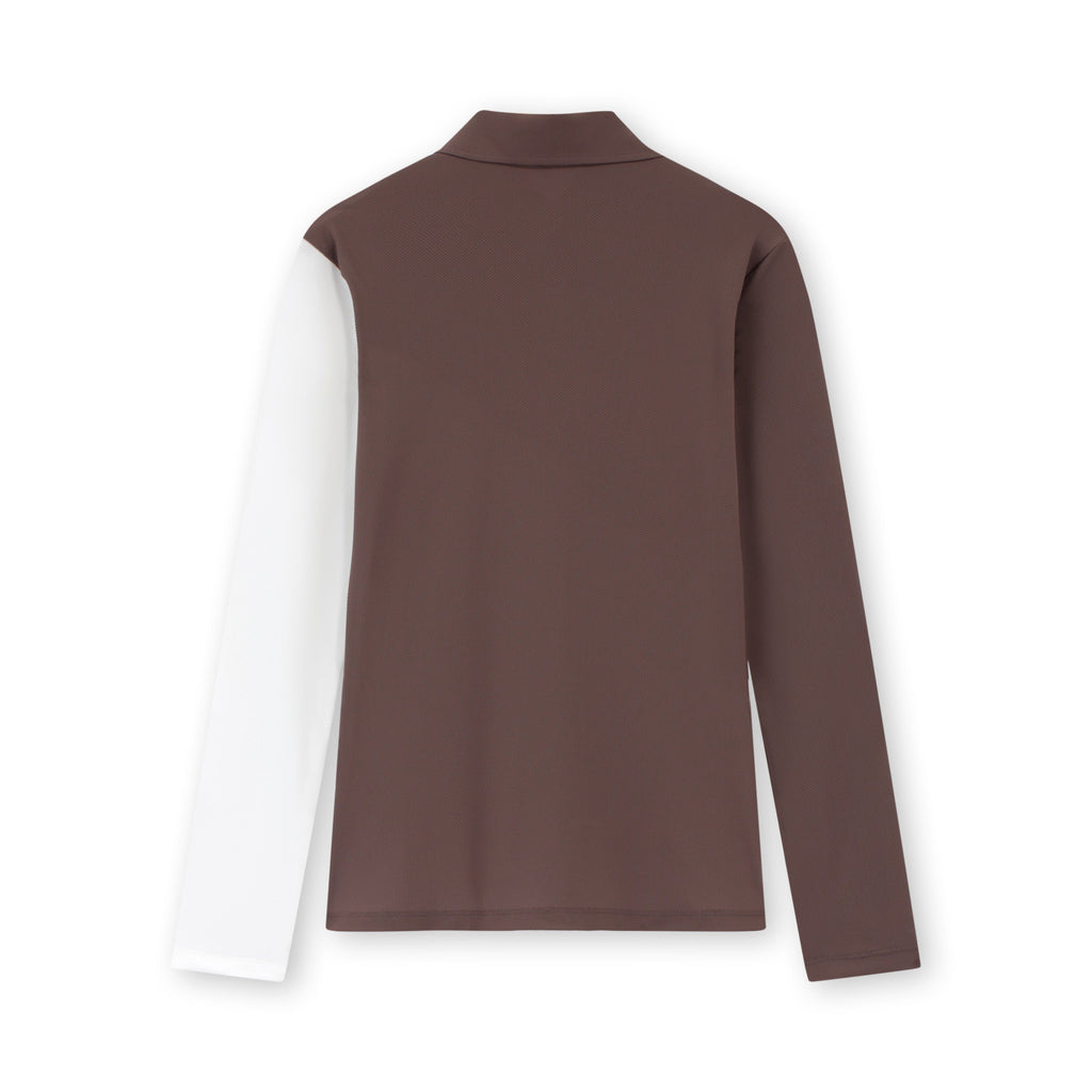 女士棕色 &amp; 白色衬衫