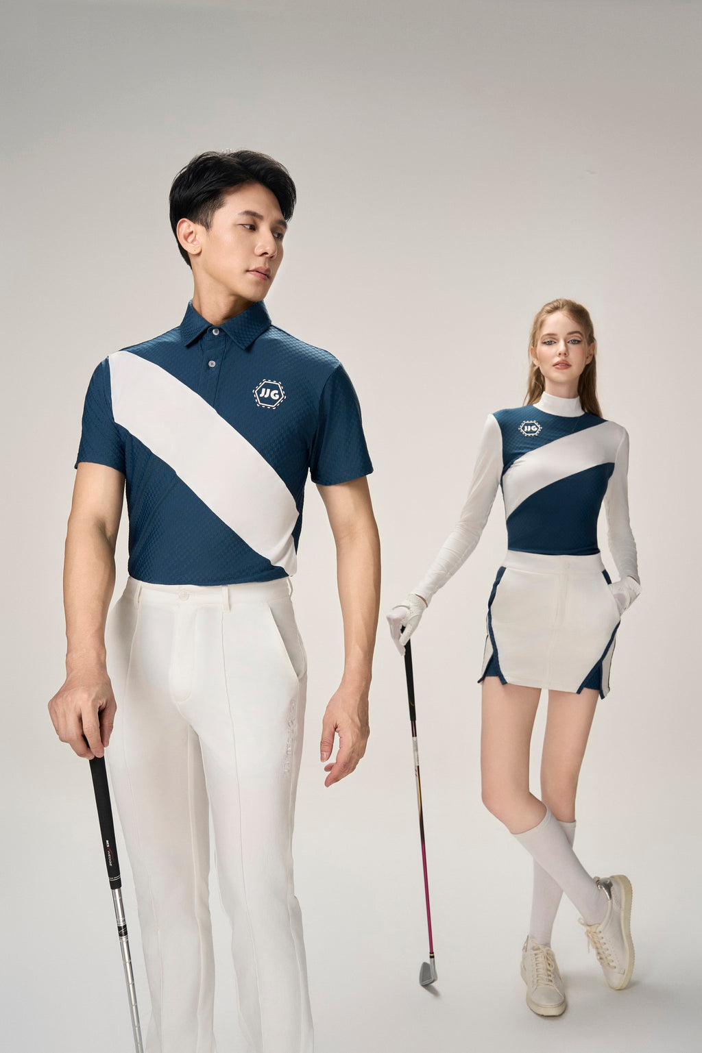 男士绿头鸭 &amp; 白色 Polo 衫