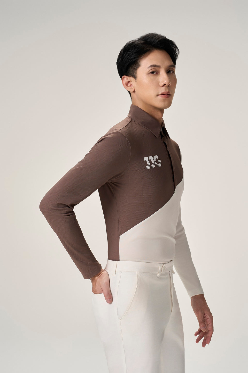 [Set Special] Men Brown & White Shirt + White Pants