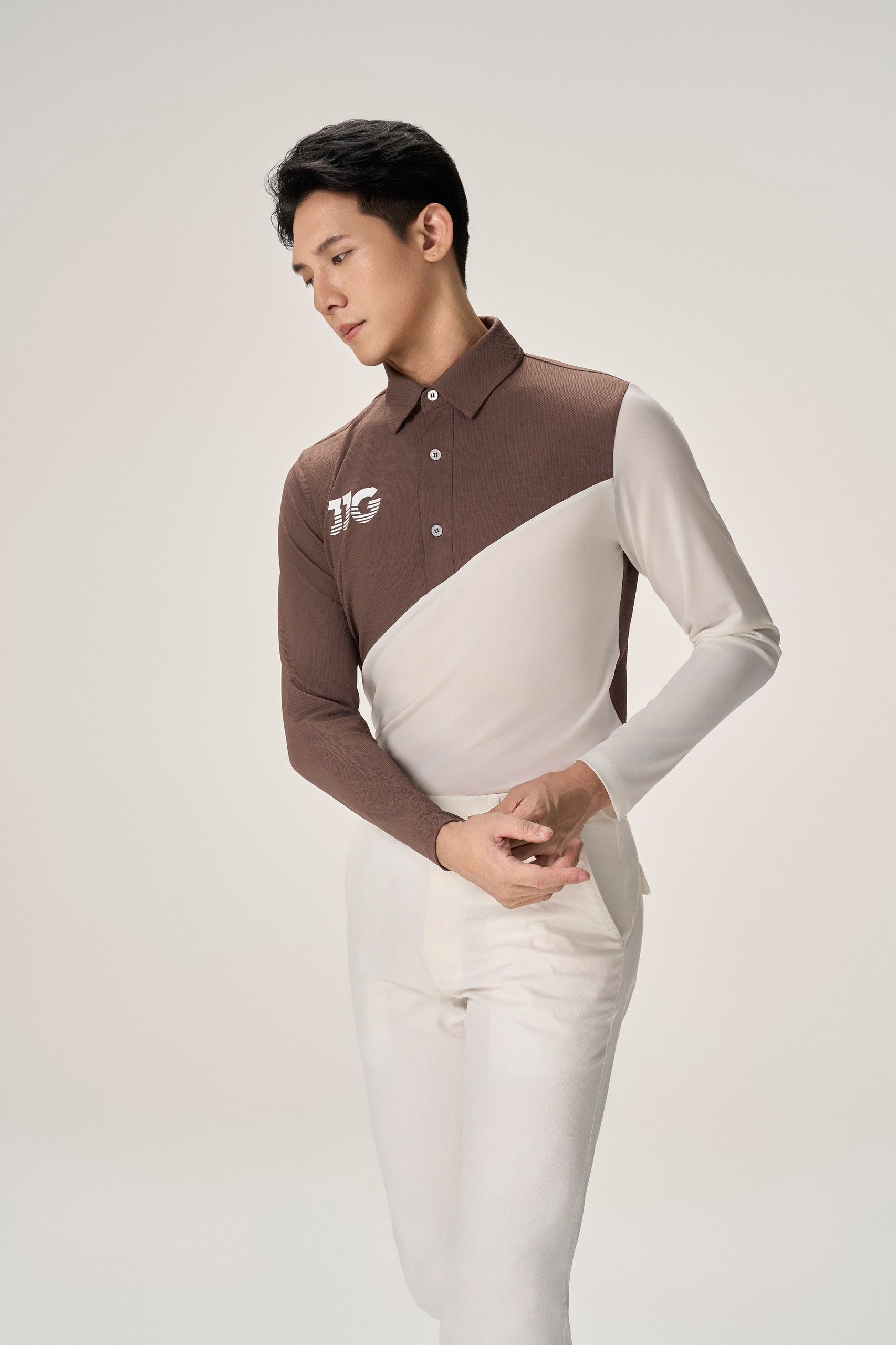 Men Brown & White Shirt