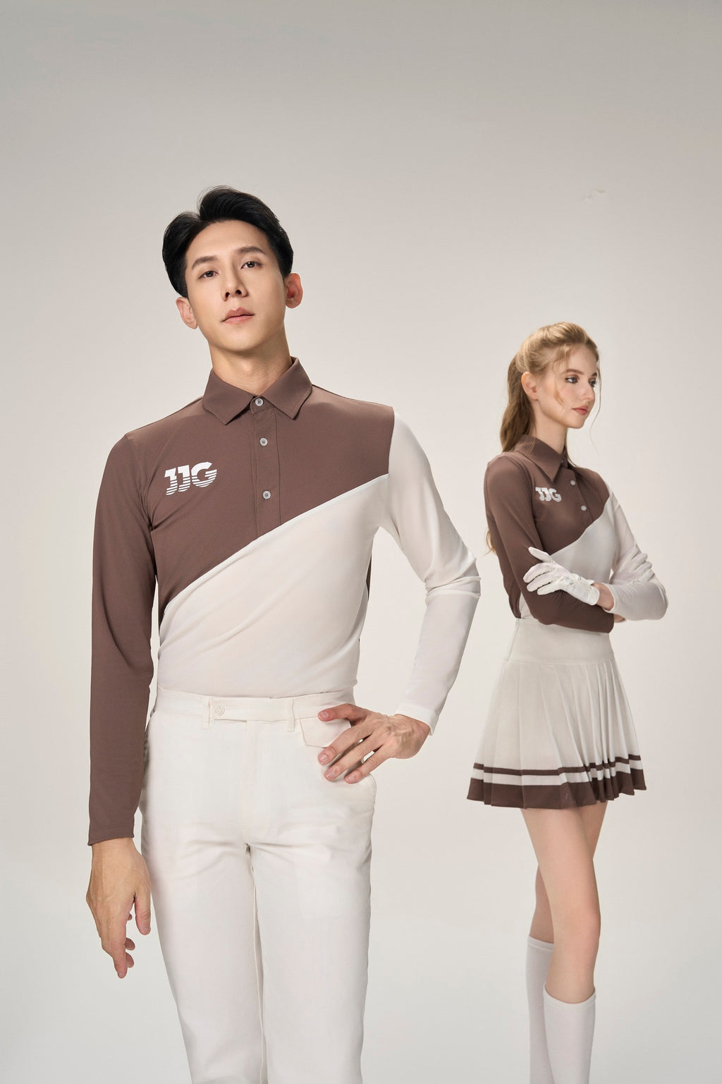 [Set Special] Men Brown & White Shirt + White Pants