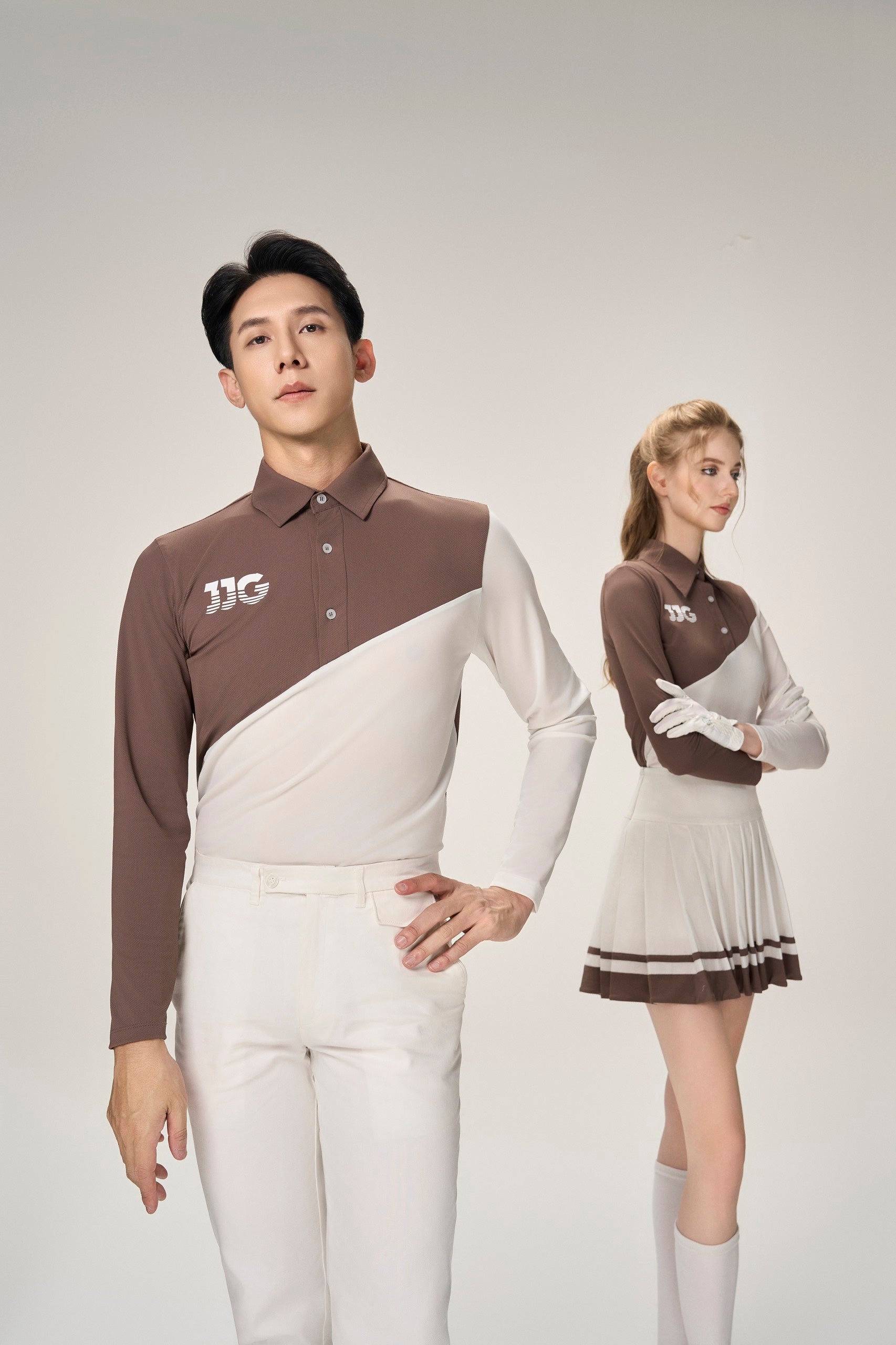 [Set Special] Men Brown & White Shirt + White Pants