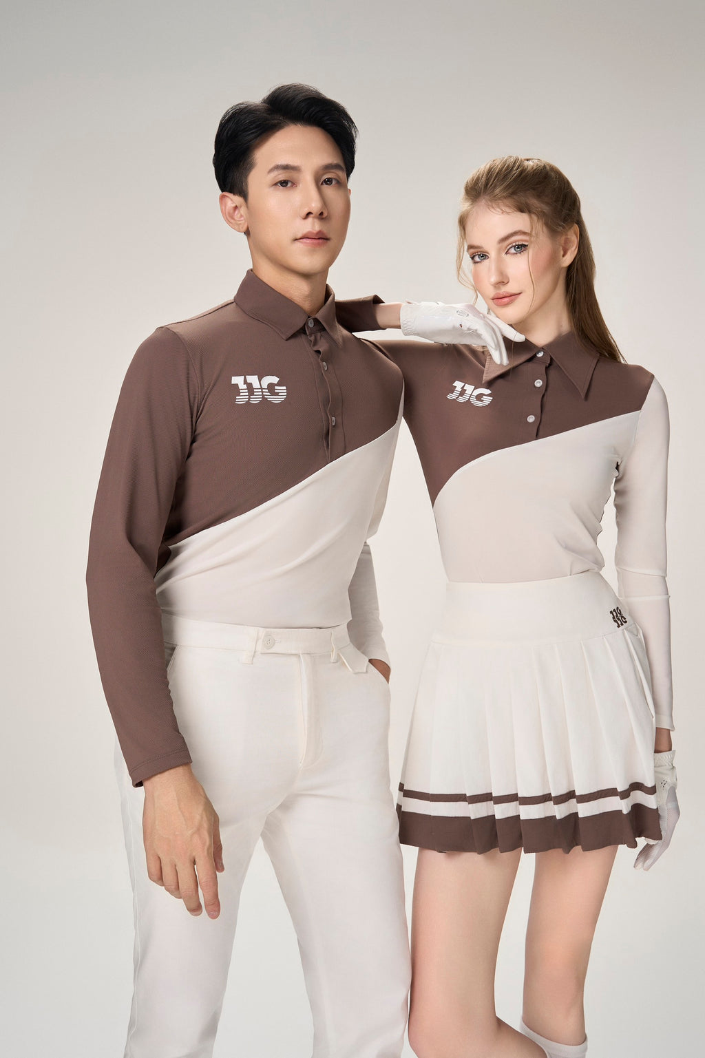 [Set Special] Men Brown & White Shirt + White Pants