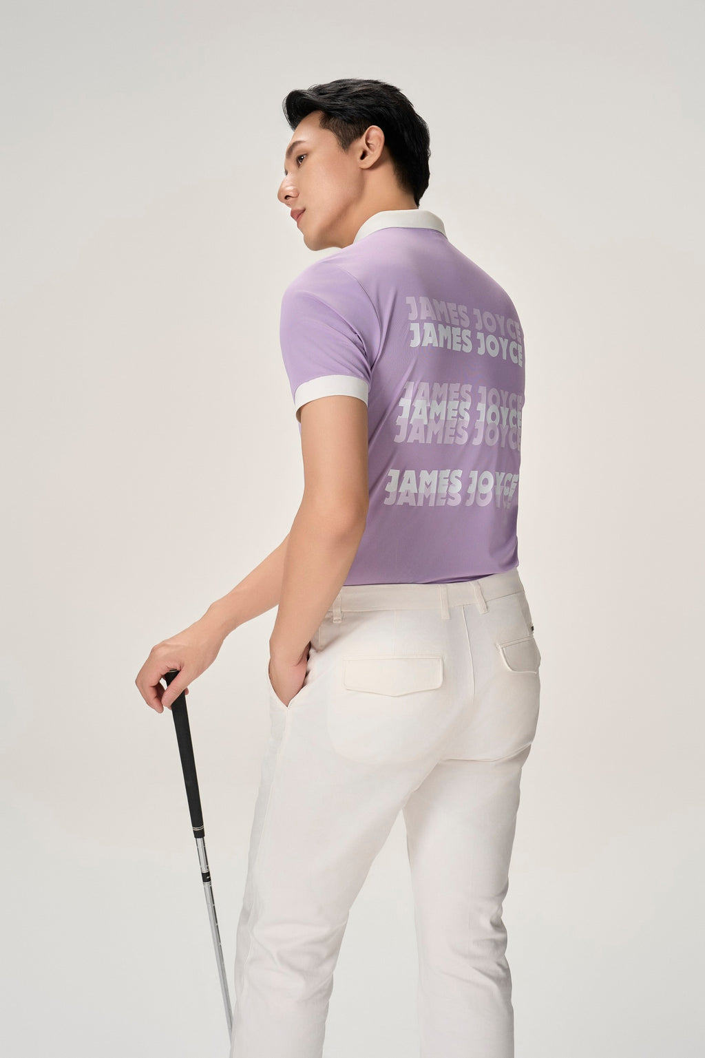 [Set Special]Men Lilac Faded Print polo + White Pants